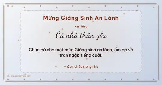 Thiệp Giáng sinh cho gia đình: Kim tuyến đêm Noel trên nền sương bạc