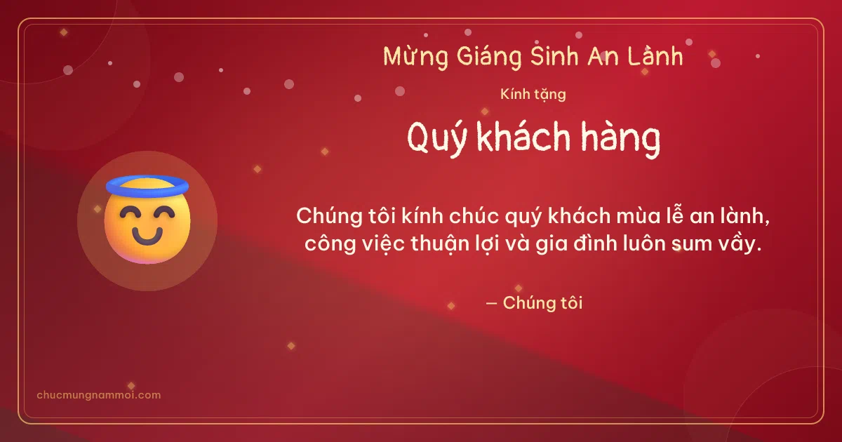 Thiệp Giáng sinh: Thiên thần nhỏ tặng khách hàng. Chúng tôi kính chúc quý khách mùa lễ an lành… (Bản ngang)