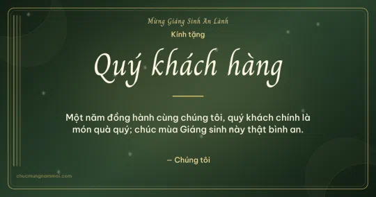 Thiệp Giáng sinh cho khách hàng: Xanh rêu vàng kim lãng mạn