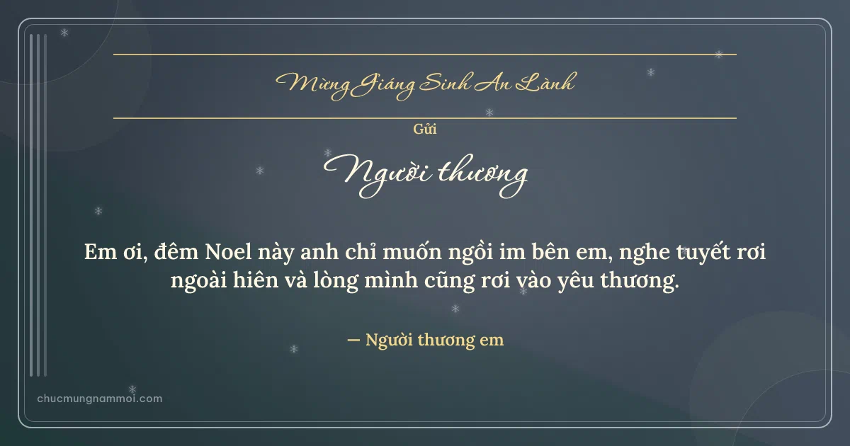 Thiệp Giáng sinh cho người yêu: Đá xanh lãng mạn. Em ơi, đêm Noel này anh chỉ muốn ngồi im bên em… (Bản ngang)