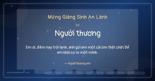 Thiệp Giáng sinh cho người yêu: Sóng nước đêm Noel trên nền xanh biển sâu