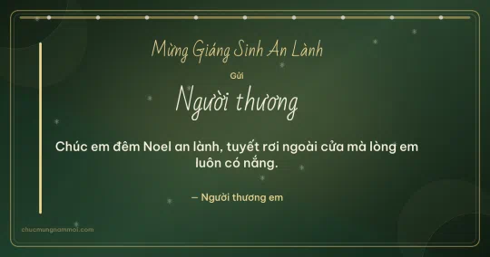 Thiệp Giáng sinh cho người yêu: Tuyết rơi và chuỗi chấm trên nền xanh rêu đậm