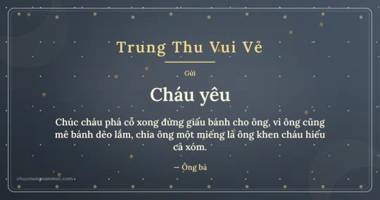 Thiệp Trung thu cho cháu: Kim tuyến vàng trên nền xanh đá