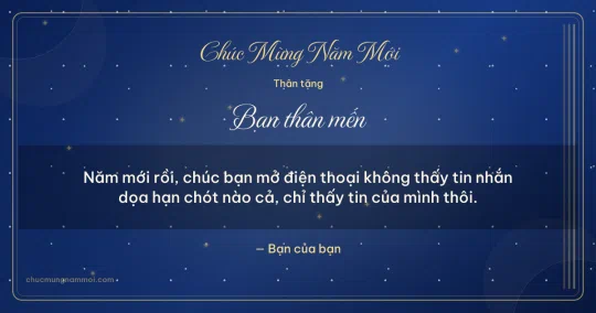 Thiệp năm mới cho bạn bè: Xanh cô ban vàng trang nhã
