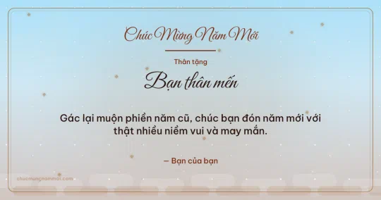 Thiệp cho bạn bè: Kim tuyến chào năm mới trên nền bình minh