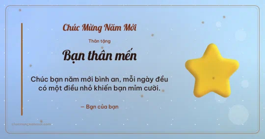 Thiệp năm mới cho bạn bè: Ngôi sao trên nền trời xanh
