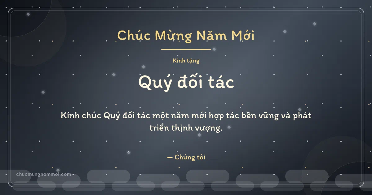 Thiệp năm mới: Sóng nước tặng đối tác. Kính chúc Quý đối tác một năm mới hợp tác bền vững… (Bản ngang)