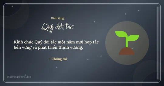 Thiệp năm mới cho đối tác: Chồi non trên nền xám bạc