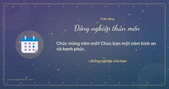 Thiệp năm mới cho đồng nghiệp: Tờ lịch trên nền xanh tím