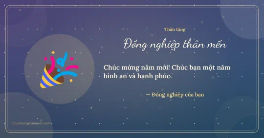 Thiệp năm mới cho đồng nghiệp: Pháo giấy trên nền xanh tím