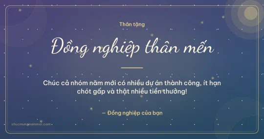 Thiệp cho đồng nghiệp: Kim tuyến chào năm mới trên nền xanh tím