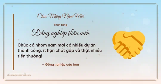 Thiệp năm mới cho đồng nghiệp: Cái bắt tay trên nền bình minh