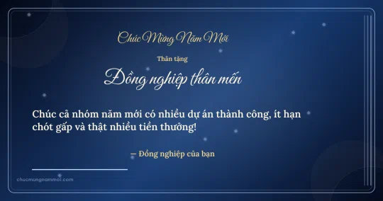 Thiệp cho đồng nghiệp: Kim tuyến chào năm mới trên nền xanh biển sâu