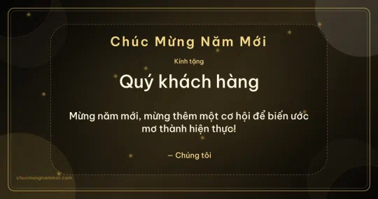 Thiệp năm mới cho khách hàng: Kim tuyến đêm giao thừa