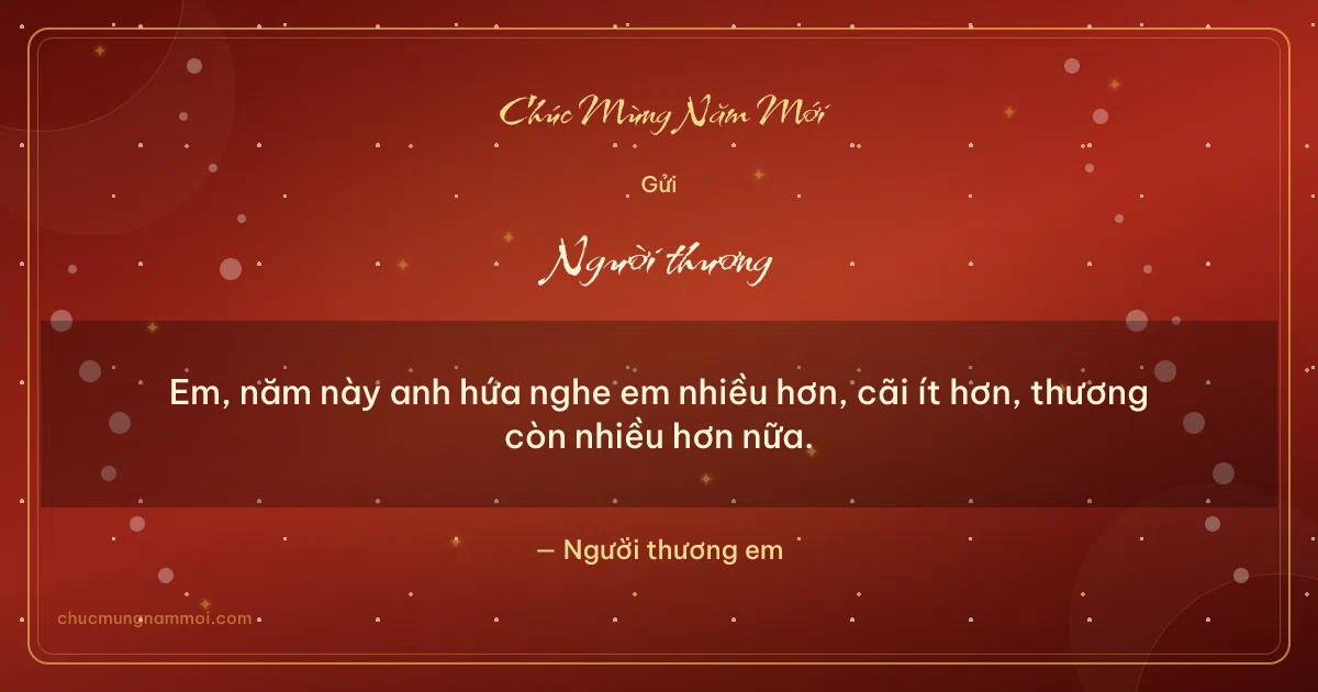 Thiệp cho người yêu: Mưa chấm và sao lấp lánh chào năm mới. Em, năm này anh hứa nghe em nhiều hơn, cãi ít hơn… (Bản ngang)