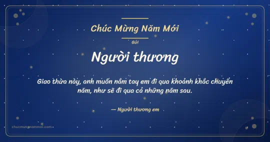 Thiệp năm mới cho người yêu: Xanh cô ban vàng ấm áp