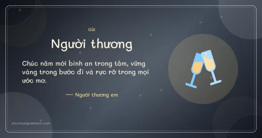 Thiệp năm mới cho người yêu: Hai ly cụng nhau trên nền xám bạc