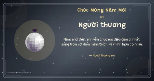 Thiệp năm mới cho người yêu: Quả cầu disco trên nền xám bạc