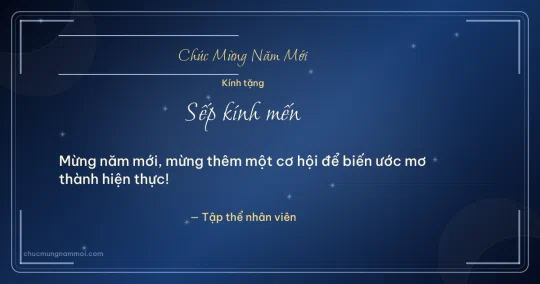 Thiệp năm mới cho sếp: Sao lấp lánh trên nền xanh biển sâu