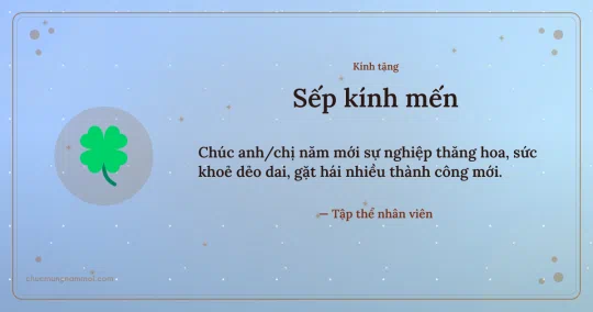 Thiệp năm mới cho sếp: Cỏ bốn lá trên nền trời xanh