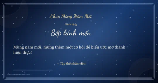 Thiệp năm mới cho sếp: Sao băng trên nền xanh biển sâu