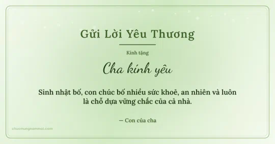 Thiệp cá nhân cho cha: Xanh lá nước ấm áp