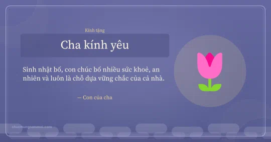 Thiệp cá nhân cho cha: Hoa uất kim hương trên nền xanh chàm