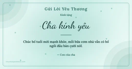 Thiệp cá nhân cho cha: Kim tuyến trên nền xanh ngọc nước