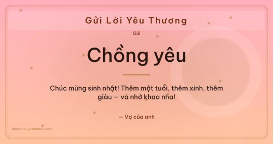 Thiệp cá nhân cho chồng: Kim tuyến trên nền hồng cam