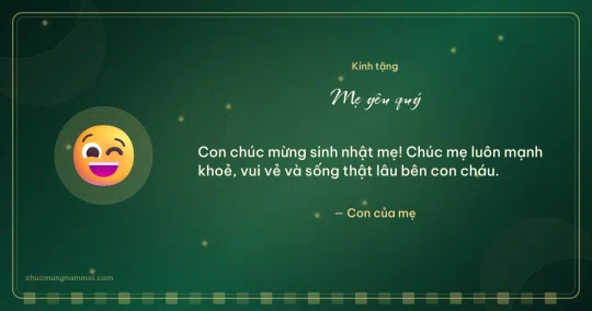 Thiệp cá nhân cho mẹ: Nháy mắt trên nền xanh ngọc
