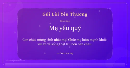 Thiệp cá nhân cho mẹ: Kim tuyến và sọc mảnh trên nền tím thạch anh