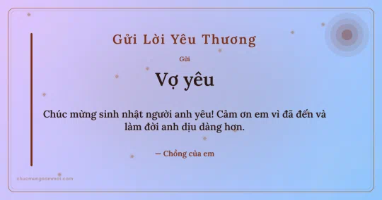 Thiệp cá nhân cho vợ: Kim tuyến và nắng mai trên nền tím tử đằng