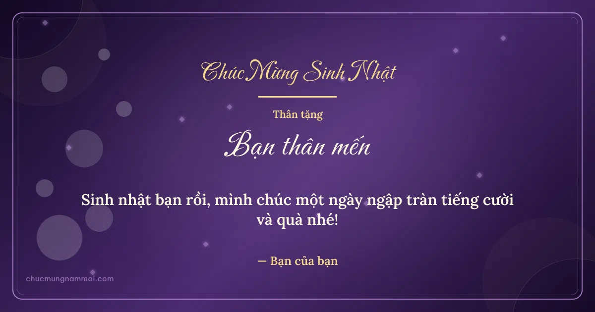 Thiệp sinh nhật cho bạn bè: Tím đêm ấm áp. Sinh nhật bạn rồi, mình chúc một ngày ngập tràn tiếng cười v (Bản ngang)