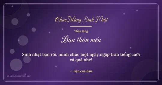 Thiệp sinh nhật cho bạn bè: Tím đêm ấm áp