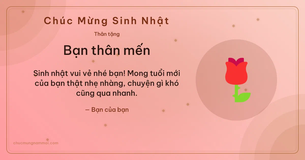 Thiệp sinh nhật cho bạn bè: Hoa hồng trên nền hồng phấn. Sinh nhật vui vẻ nhé bạn! Mong tuổi mới… (Bản ngang)