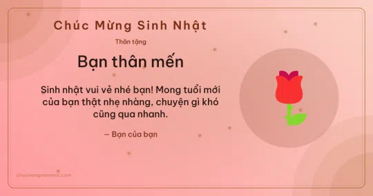 Thiệp sinh nhật cho bạn bè: Hoa hồng trên nền hồng phấn