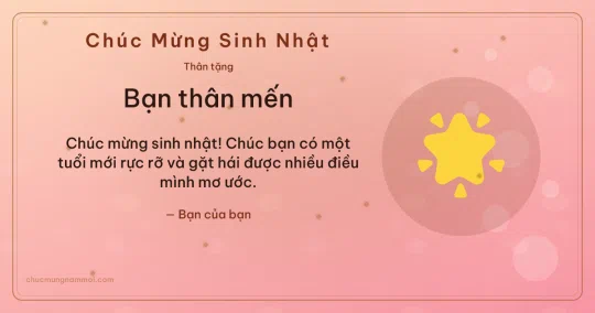 Thiệp sinh nhật cho bạn bè: Ngôi sao sáng trên nền hồng san hô