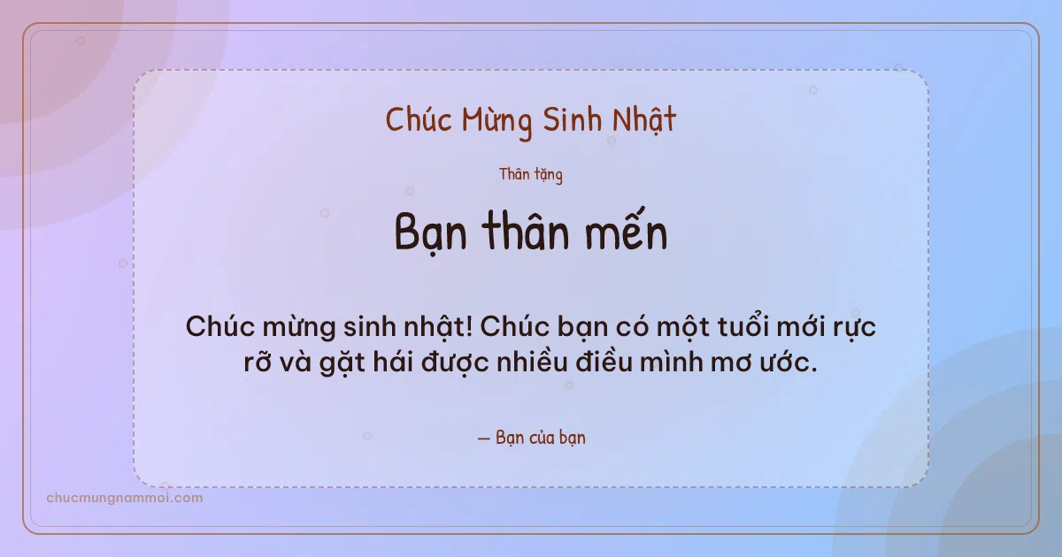 Thiệp sinh nhật cho bạn bè: Tử đằng tươi mới. Chúc mừng sinh nhật! Chúc bạn có một tuổi mới rực rỡ và gặt  (Bản ngang)