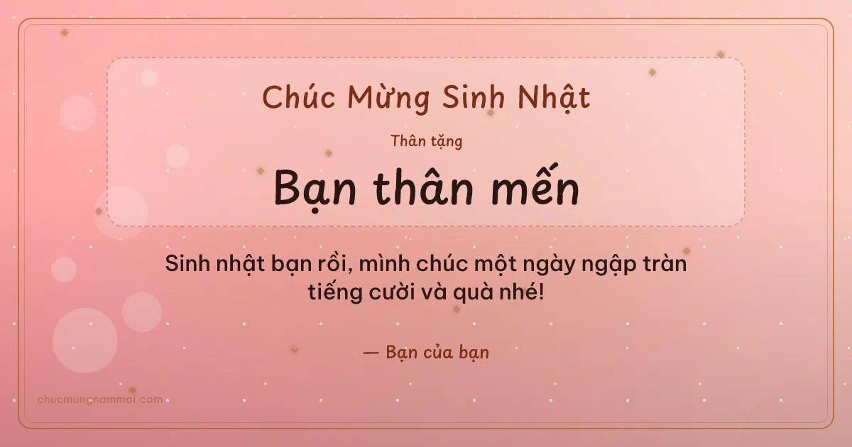 Thiệp sinh nhật cho bạn bè: Hồng phấn tươi mới. Sinh nhật bạn rồi, mình chúc một ngày ngập tràn tiếng cười v (Bản ngang)