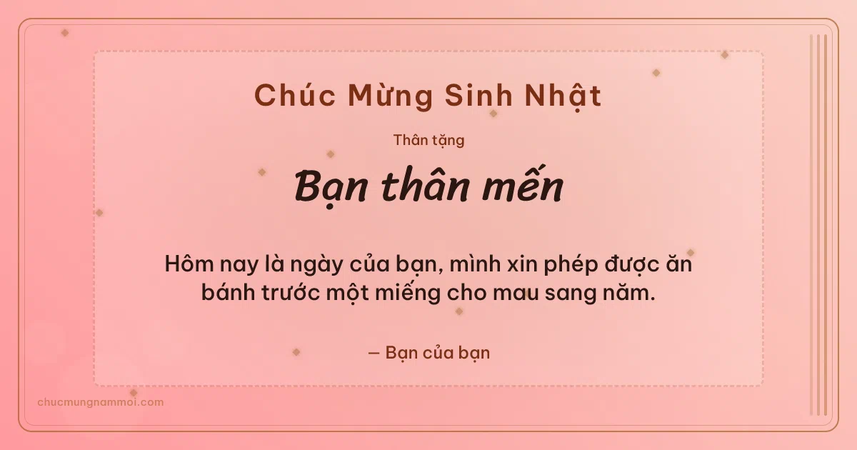 Thiệp sinh nhật cho bạn bè: Hồng phấn rộn ràng. Hôm nay là ngày của bạn… (Bản ngang)