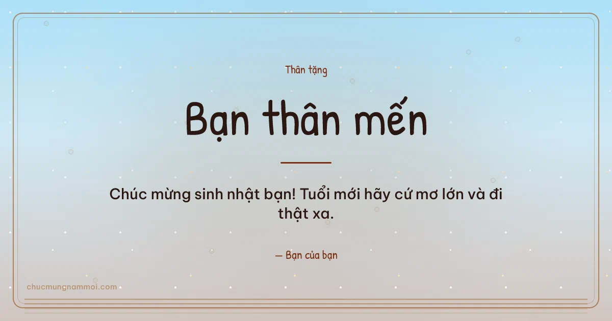 Thiệp sinh nhật cho bạn bè: Bong bóng và sọc mảnh trên nền bình minh. Chúc mừng sinh nhật bạn! Tuổi mới hãy cứ mơ lớn và đi thật x (Bản ngang)