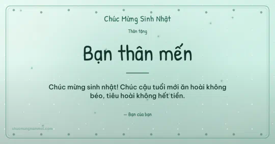 Thiệp sinh nhật cho bạn bè: Xanh bạc hà vui tươi