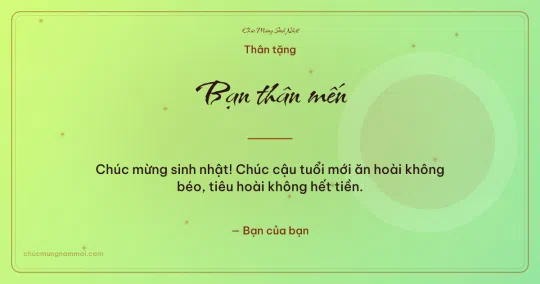 Thiệp sinh nhật cho bạn bè: Sao lấp lánh và vòng tròn lớn trên nền xanh lúa non