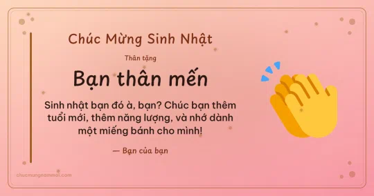 Thiệp sinh nhật cho bạn bè: Tràng vỗ tay trên nền hồng san hô