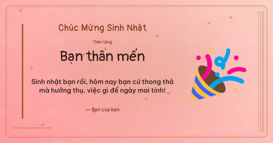 Thiệp sinh nhật cho bạn bè: Pháo giấy trên nền hồng phấn