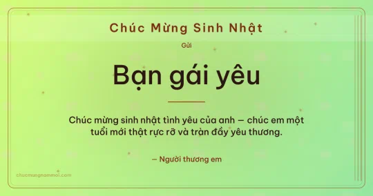 Thiệp sinh nhật cho bạn gái: Sao lấp lánh và sọc dọc trên nền xanh lúa non
