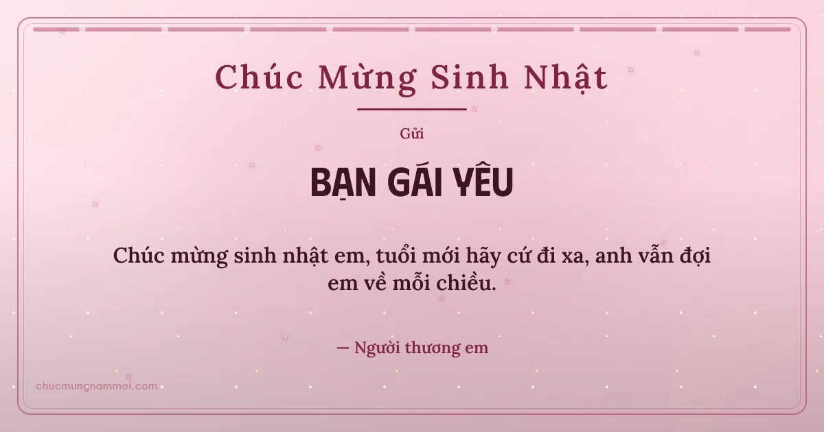 Thiệp sinh nhật: Sao băng tặng bạn gái. Chúc mừng sinh nhật em, tuổi mới hãy cứ đi xa… (Bản ngang)