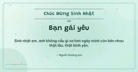 Thiệp sinh nhật cho bạn gái: Xanh bạc hà tươi mới