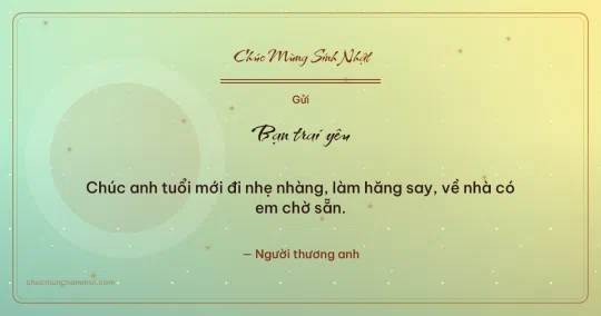 Thiệp sinh nhật cho bạn trai: Sao lấp lánh và vòng tròn lớn trên nền xanh cốm