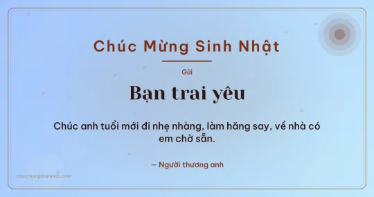 Thiệp sinh nhật cho bạn trai: Sao băng và nắng mai trên nền trời xanh